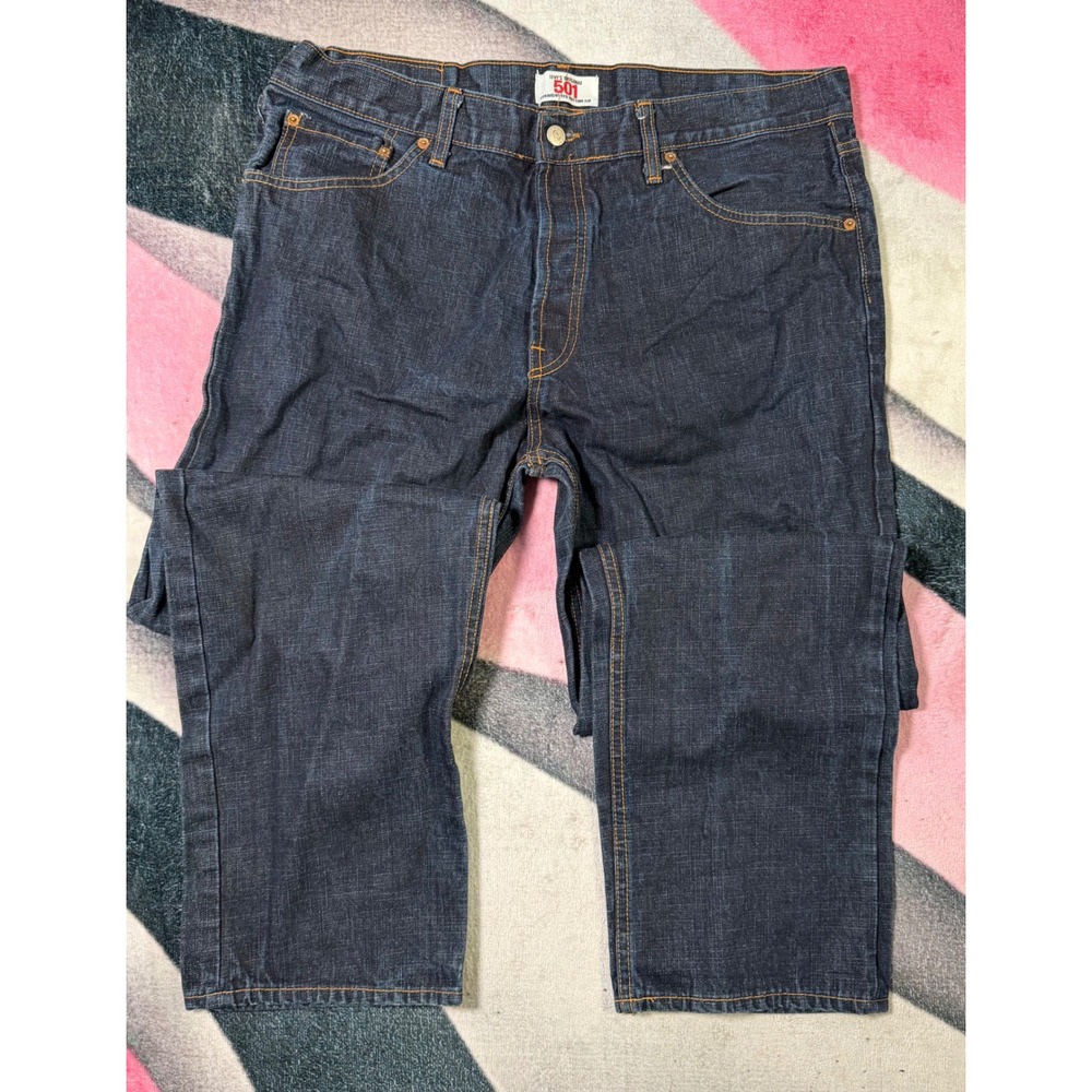 Levis 501 Original Straight Leg Button Fly Dark Wash Indigo Jeans Mens 40x30
